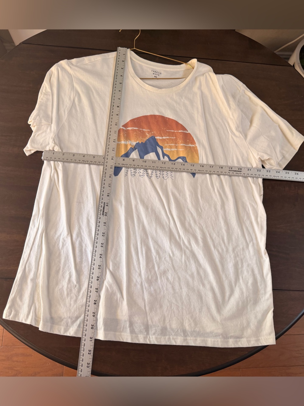 White Graphic Mountain Sunset Tee - Casual Short Sleeve Shirt